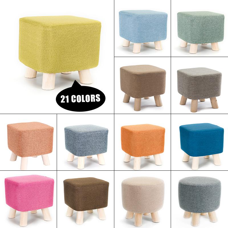 1Pc Elastic Ottoman Cover Solid Color Fabric Stool Covers Square Footrest Covers All-Inclusive Anti Slip Footstool Slipcovers