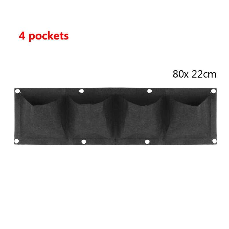 4 Pockets Wall Hanging Planting Bags Gardening Flowers Plant Grow Pot Planter Vegetables Black Wall Bags Home Tools