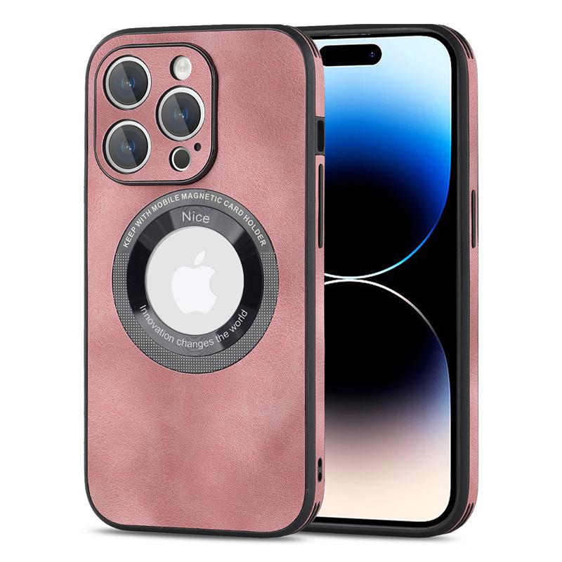 Luxury Sheepskin Leather Logo Hole Magnetic for Magsafe Case for IPhone 14 13 12 11 Pro Plus Max Mini Wireless Charging Cover