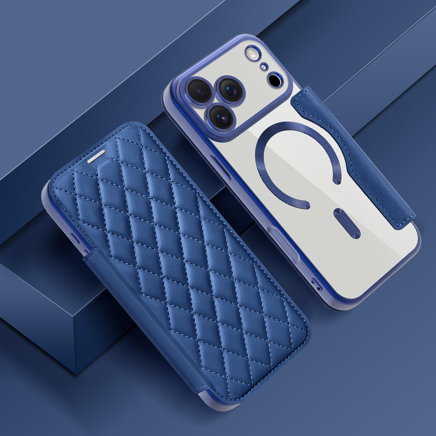 

Магнітний шкіряний чохол-гаманець для iPhone 17 Air 17Pro Max 15 Pro Max 16 Plus 13 12 11, бездротова зарядка, відкидна кришка, Magsafe, тримач для карток iPhone 17 Pro темно-синього кольору