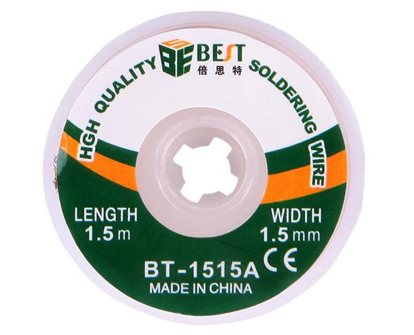 

BEST BT-1515A 1.5mmx1.5m Copper Alloy Tin Removing Soldering Braided Wick Wire Type A