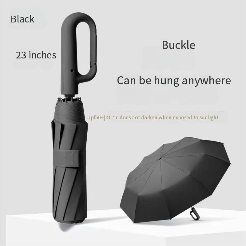 125Cm Ring Buckle Umbrella Fully Automatic Folding Umbrella Men'S Sunny And Rain Dual-Purpose Vinyl Sun Protection Umbrella Whol