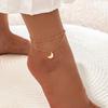 New, Simple Double-layer Foot Decoration, Moon Crescent Pendant Anklet, Women's Anklet 1Pc.