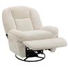 Chenille Reclining Armchair, 360 Degree Swivel, Side Pockets, Cream