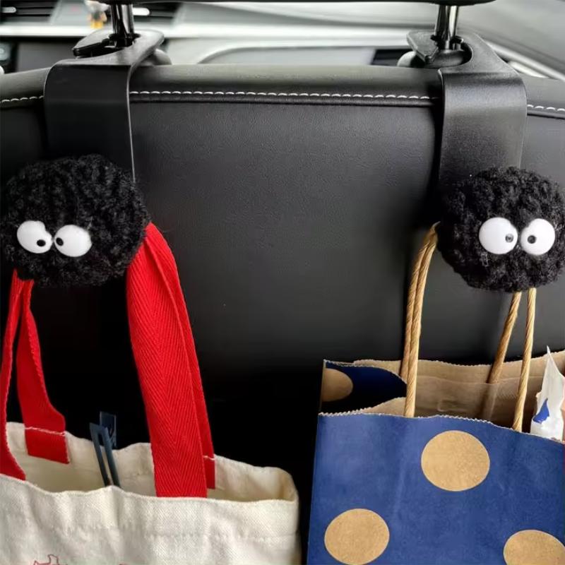 

Cute Curly Hair Ball Car Seat Back Hook Backrest Hanger Portable Auto Seat Headrest Holder for Bags Clothes Coats Storage