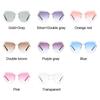 Lunettes de soleil vintage pour femme homme marque rectangle sans monture lunettes de soleil femme rétro monture en métal verres clairs verres roses