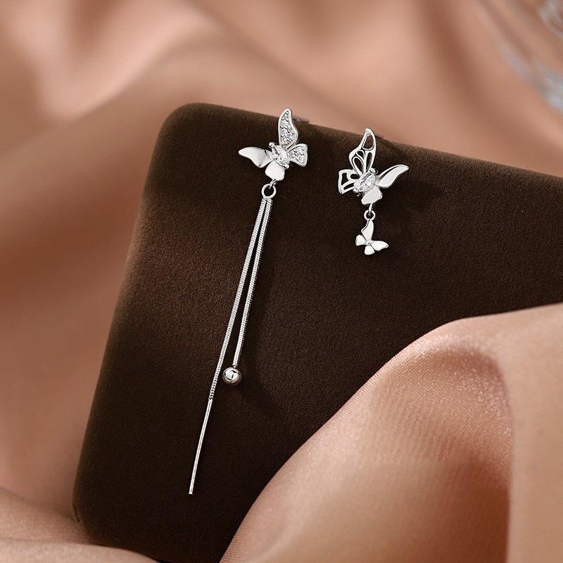 Trendy 925 Sterling Silver Butterfly Stud Earrings - Luxurious Spring 2023 Design for Women