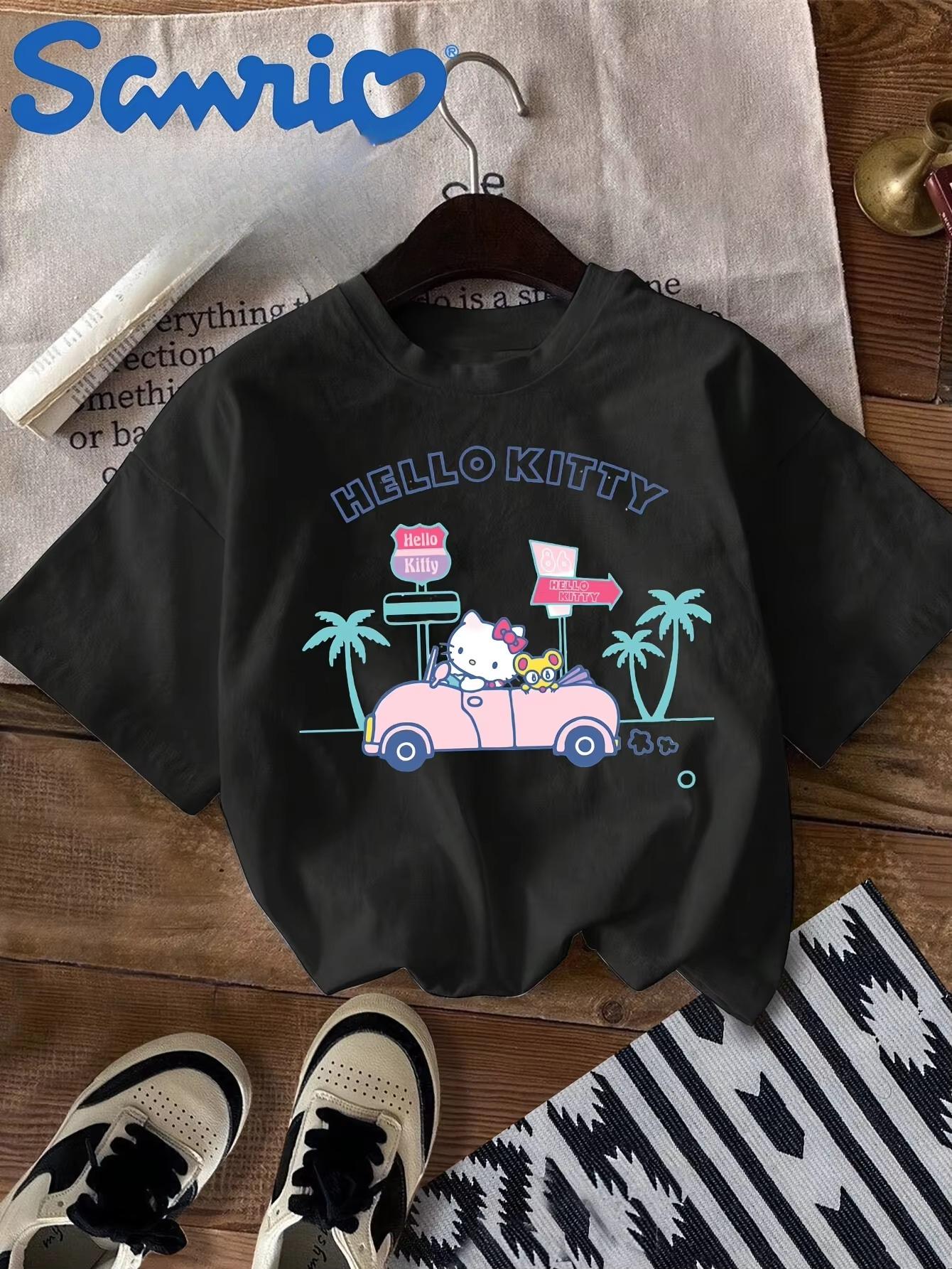 

2026 Sanrio New Trendy Loosefitting Women Cute Made of Breathable and Comfortable summer Womens Tshirt loose fit S