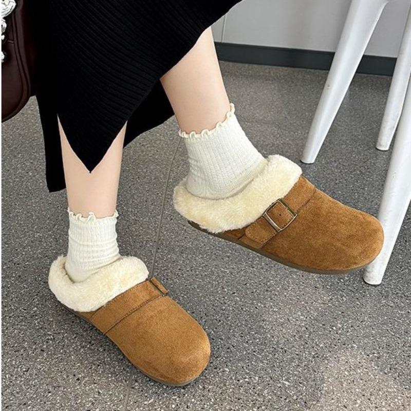 

Женская новая осенне-зимняя верхняя одежда на толстой подошве, пушистые туфли-однопедальки из бархата, теплые, с закрытым носком и полуоткрытой пяткой, хлопковые 40 верблюд
