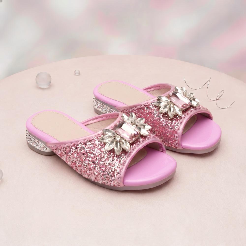 Girls  Rhinestone Sequin Soft Sole Princess Sandals 35