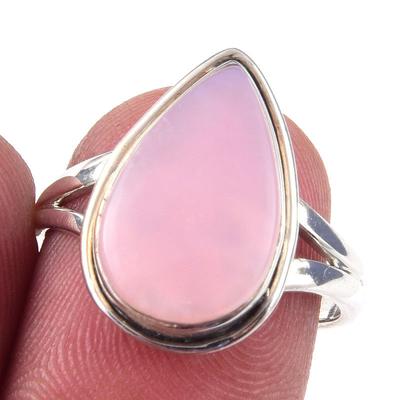Natural Pink Opal Gemstone Handmade 925 Solid Sterling Silver Ring Size 7 J2p99
