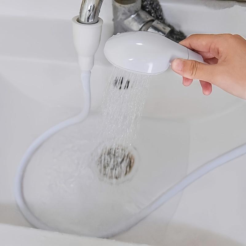 Easy-Install Handheld Faucet Sprayer - Extendable Hose for Hair Washing & Pet Bathing, Unscented, Oval Plastic Design