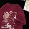 New Men Women T Shirt Pullover Oversize Korean Version Cartoon Cat Group Printed T-Shirt Casual Short Sleeve Couples T-Shirt
