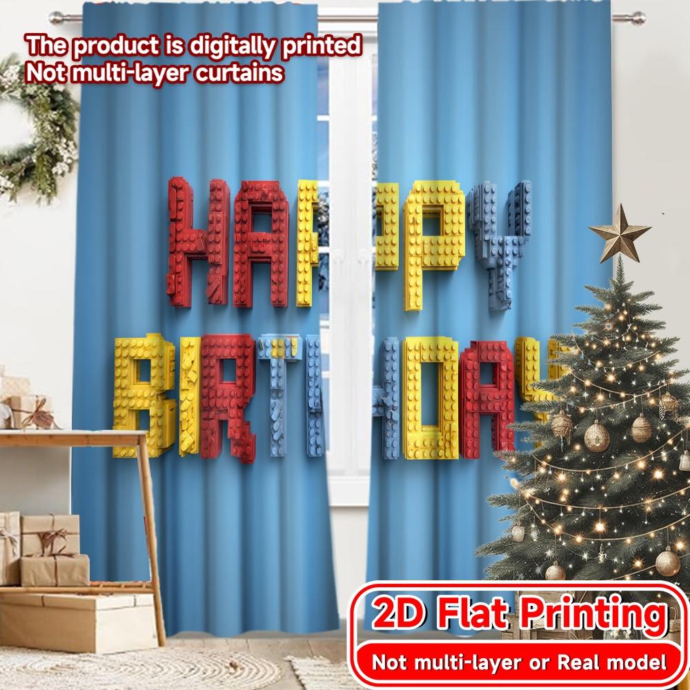 

2D Flat Printing 2pcs Colorful Celebration Chic Creative Curtains Versatile Durable Polyester Curtains Art Deco Festive for 100*130 HOOK 1pcs