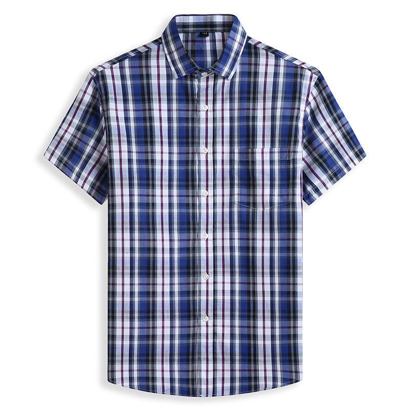 Plus Size Men's Plaid Short Sleeve Shirt - Loose Fit