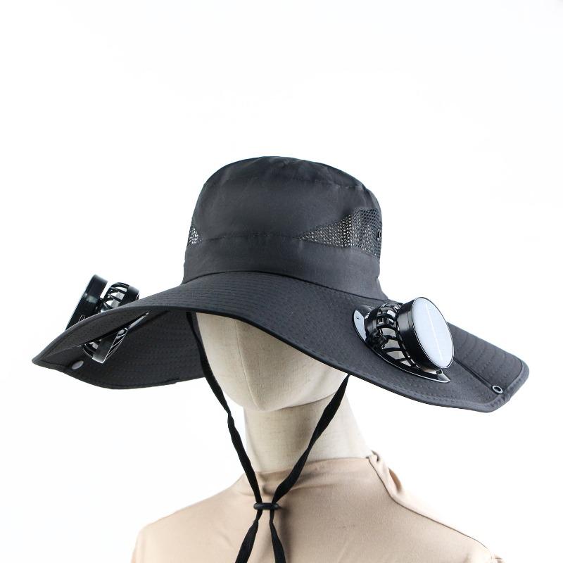 Solar Fan Camouflage Hat Men's Summer Fishing Hat Visor Hat Big Eaves Hat Sun Protection Hat Outdoor Bucket Hat