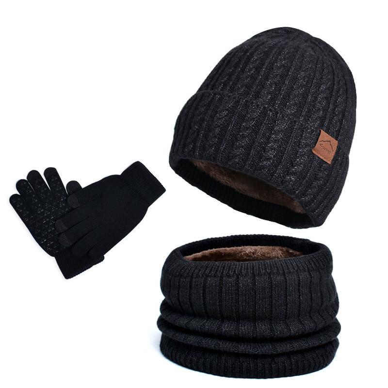 Winter Knit Hat Scarf Gloves Bundle With Lining Breathable Windproof For Casual Outdoor Use