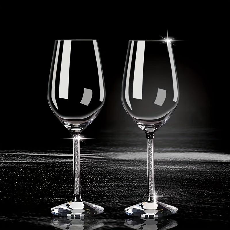 1 Pair Wine Glasses With Shiny Stem Crystal Champagne Glasses Sparkling Glitter Rhinestone Decor Goblets For Whisky Cocktail For Bar Pub Club Restaura