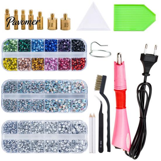 Flatback Rhinestone Setter Wand Hotfix Applicator Kit with 7 Tips, Hot Fix Crafting Supplies Tool, for DIY Clothing Fabric Craft Projects Shoes Bags