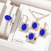 5-teiliges Set Damen Saphir Europäische und Amerikanische Persönlichkeit Temperament Liebe Diamant Halskette Ohrringe Ring Armband Set