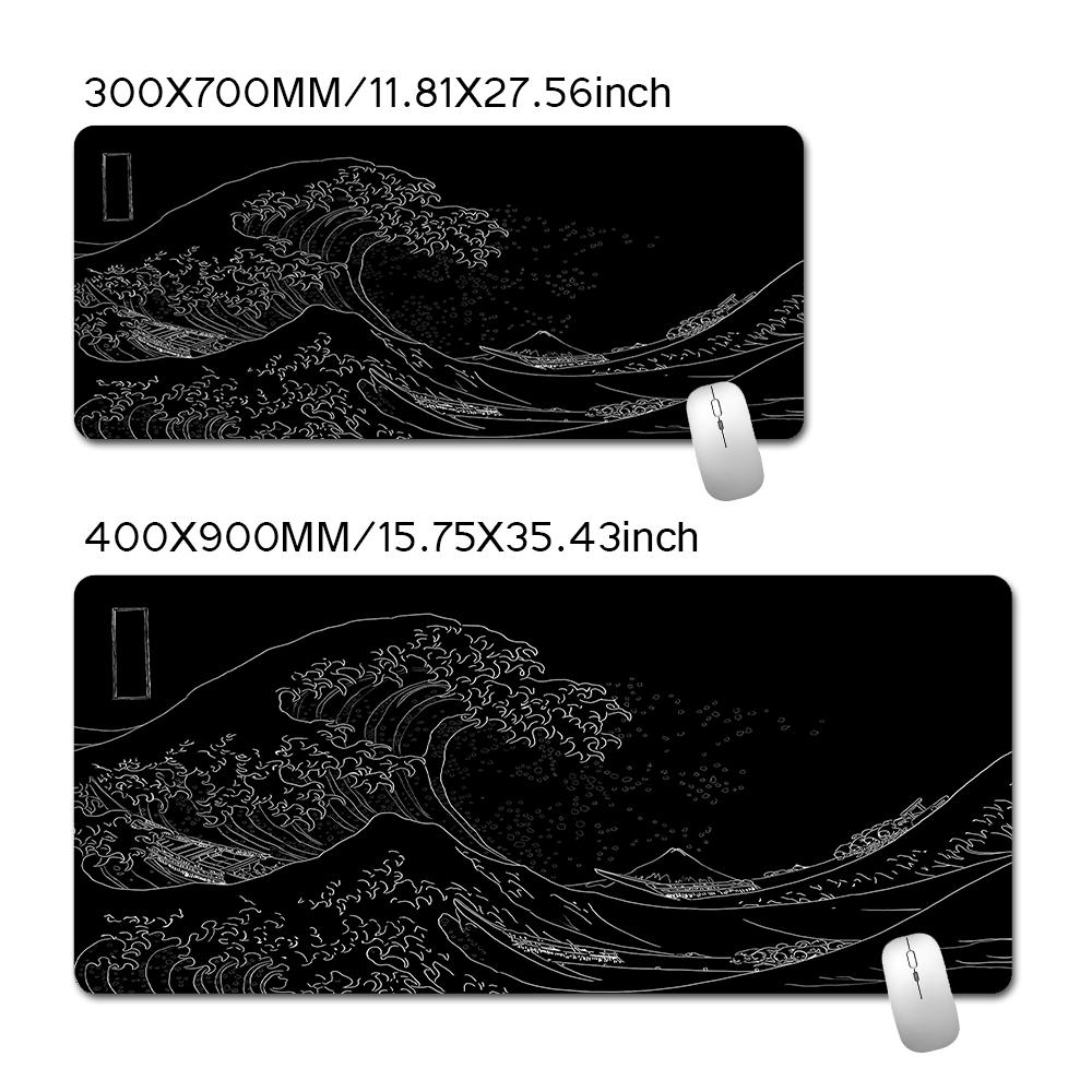 Japanese Mouse Pad Gamer Waves Playmat Gray Art Aesthetics XL Computer Home HD Mousepad XXL Office Soft Non-Slip PC Table Mat