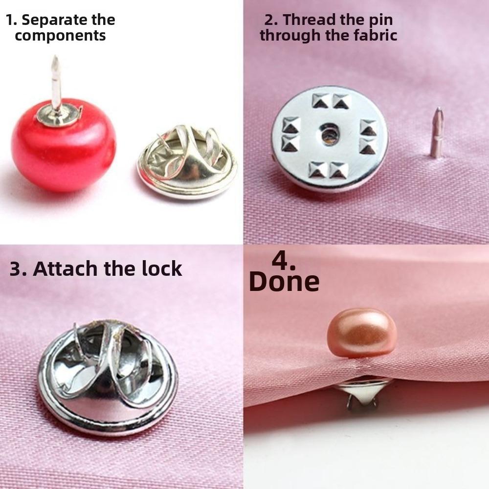 10pcs Imitation Pearl Pearl Button Pins Fixed Pin Button Brooch Pins  For Clothes Decor