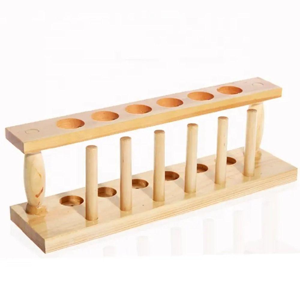 

6 отверстий деревянный штатив для пробирок деревянная лабораторная стойка для пробирок из натурального дерева научные эксперименты