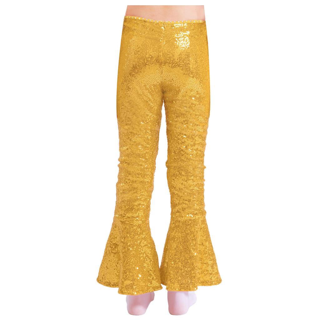 Dívčí taneční kalhoty třpytivé zdobené kamínky flitry zip rozšířený lem soutěžní kalhoty