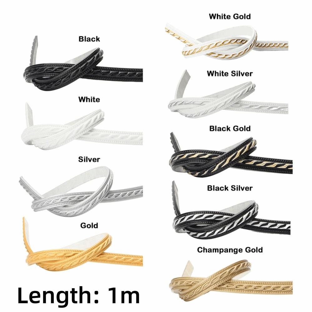 12mm*6mm PVC Self-adhesive Line Trim 1M Length Soft Line Photo Frame Border Imitation Gypsum Faux Embossed Decorative Edge Strip