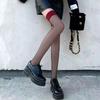Gothic Lace Transparent Thigh High Stockings Women Punk JK Thin Silk Solid Hosiery Sexy Red Edge New Over The Knee Long Socks