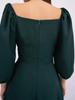 Spring V-Neck Waist-Cinching Puff Sleeve Dress with Pockets for Women
