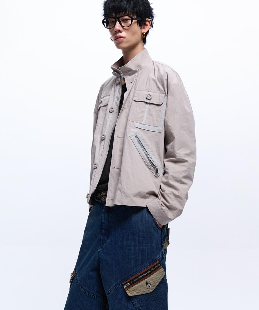 Rssc Denim Mixed Cotton Field Jacket - Gray