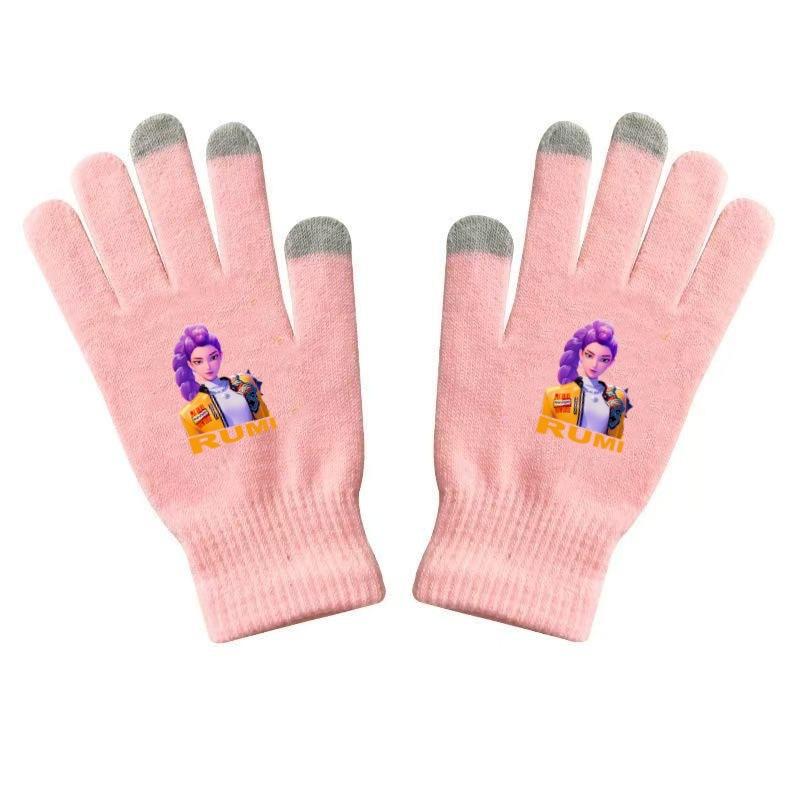 K Pop Demon Hunters Girls Gloves Woman Touch Screen Gloves Lady Winter Warm Cartoon Anime Accessories Cute Gift
