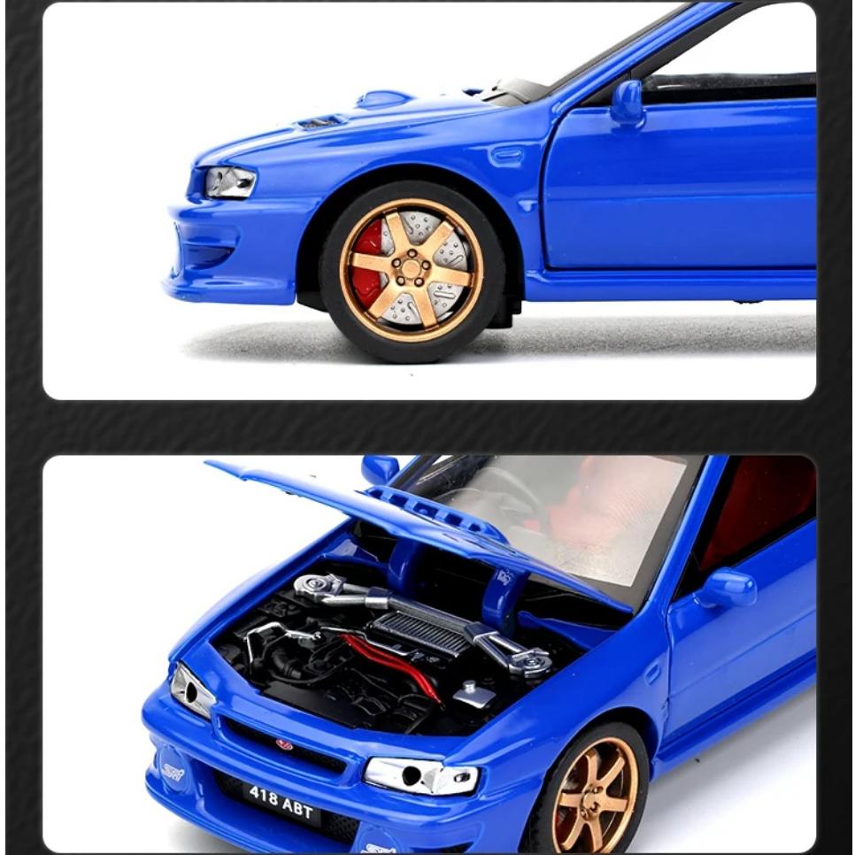 1/32 Scale Subaru Impreza WRX STI Modified Vehicle Alloy Metal Diecast Model Car Sound and Light Pull Back Birthday Gift for Child