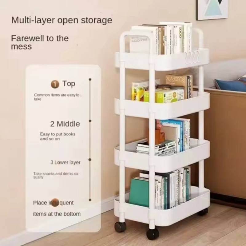 Küchen- und Badezimmerwagen, Bodenregal, mehrschichtiges, abnehmbares Lagerregal, platzsparender mobiler Lagerregal-Organizer mit Rollen