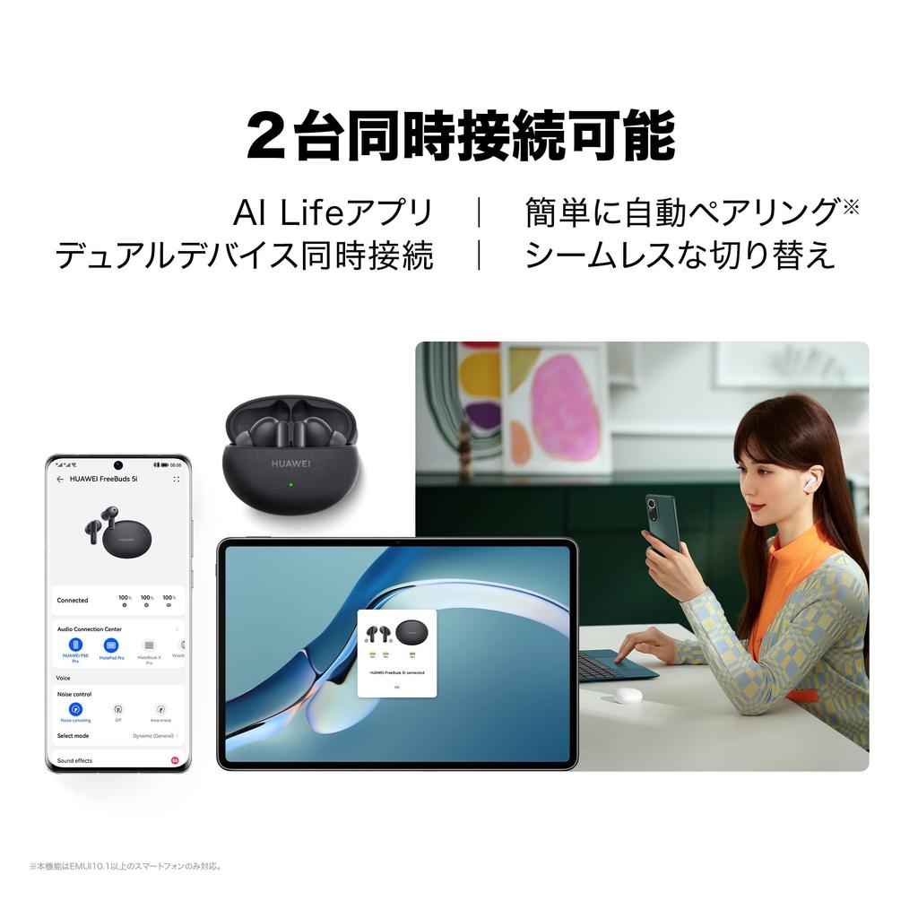 [Amazon.co.jp Exclusive] HUAWEI FreeBuds 5i True Wireless Earbuds with Hi-Res Audio, ANC, and Noise Reduction for Calls, Ceramic White