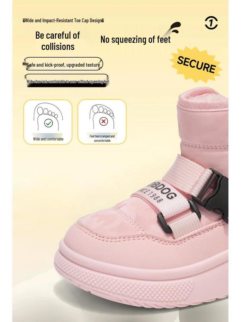 Bobdog High-Top Velvet Winter Snow Boots for Boys - Warm, Casual Children's Cotton Boots