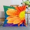 Neuankunft Gerbera Blumenkissenbezug Schlafzimmer Home Office Dekorative Kissenhülle Quadratisch Reißverschluss Kissenbezüge Satin Weich Kein Ausbleichen