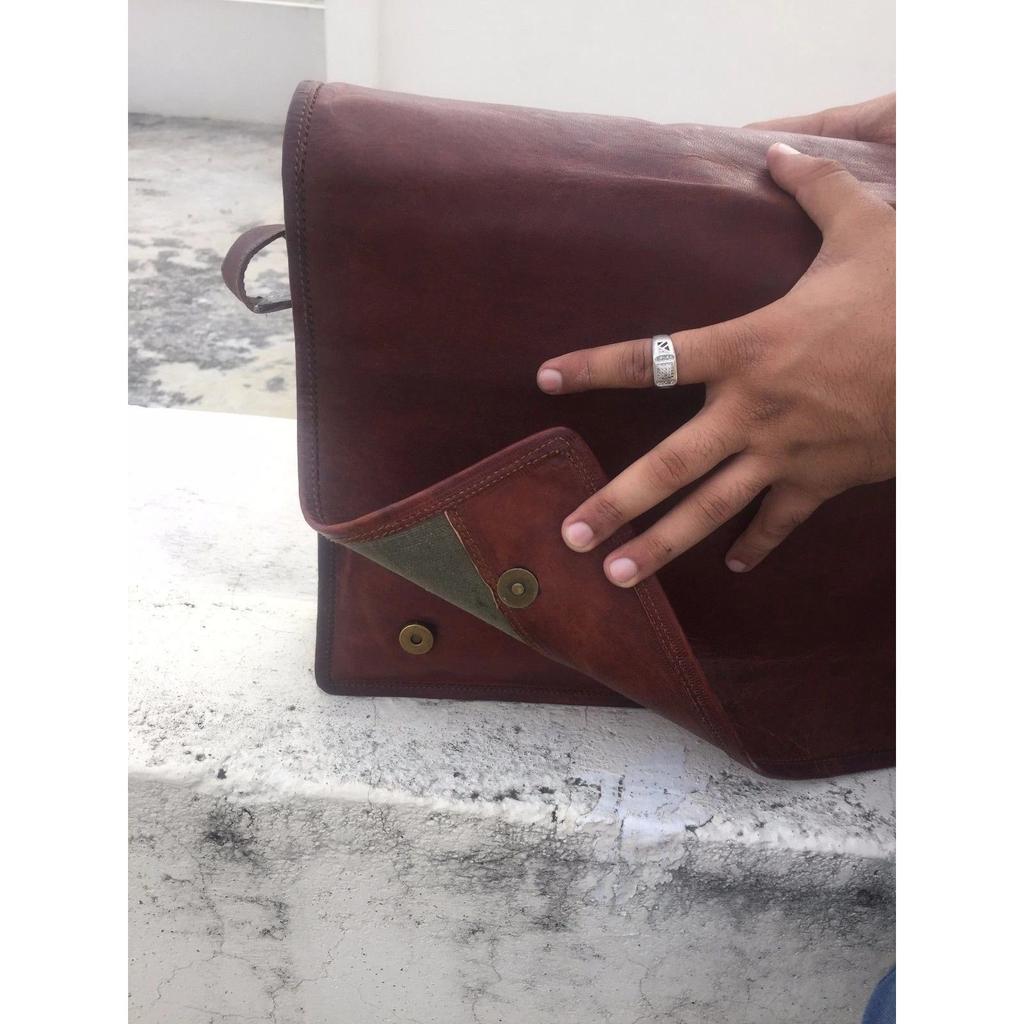 Leather Bag Vintage Messenger Shoulder Men Satchel S Laptop School Briefcase Bag