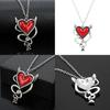 Heart Shaped Alloy Necklace With Red Oil Drop Pendant For Halloween Cosplay And Casual Wear