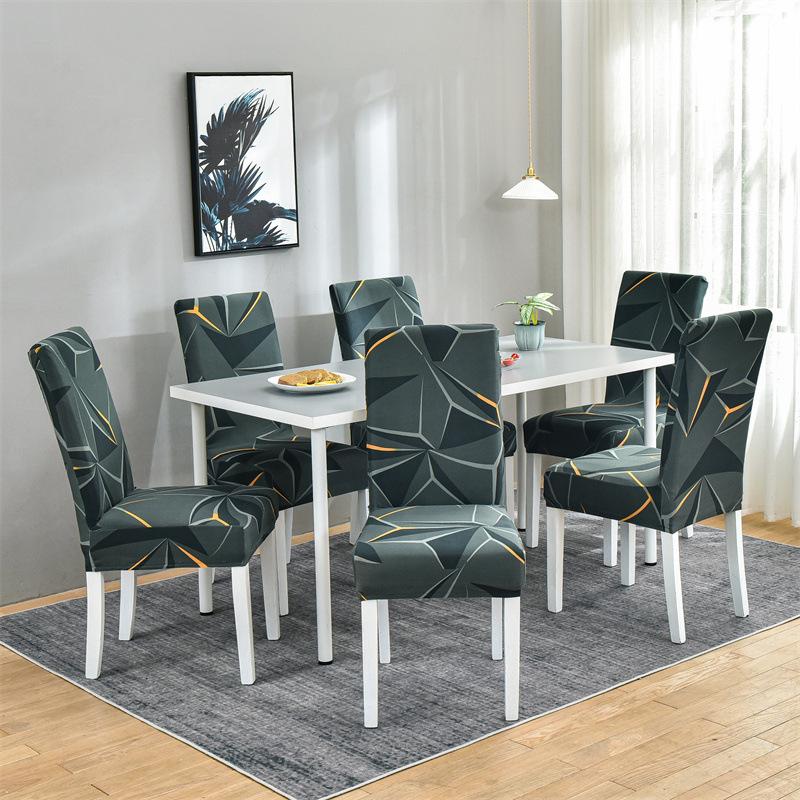 Printed Chair Cover Geometric Pattern Stain-Resistant Anti-Dust Seat Cover Minimalist Fashion Hotel Home Dining Chair Protector