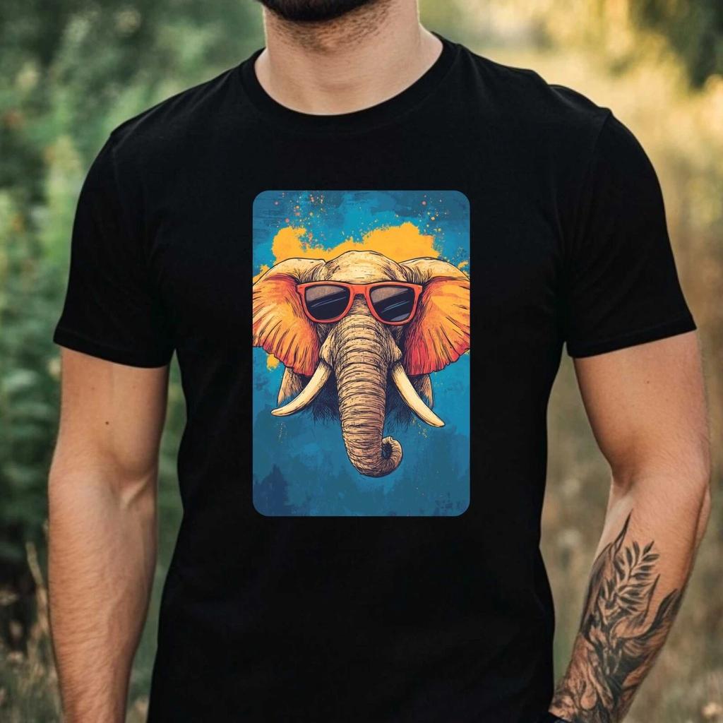 T-Shirt Herren Elefant mit Sonnenbrille Motiv Baumwolle Größe XS bis 5XL