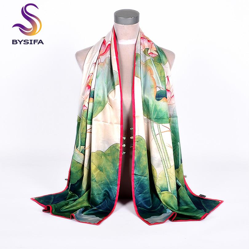 [BYSIFA] Fashion Silk Scarf Shawl Women  New Chinese Style Purple Rich Peony Scarves Spring Autumn Buttons Long Scarves