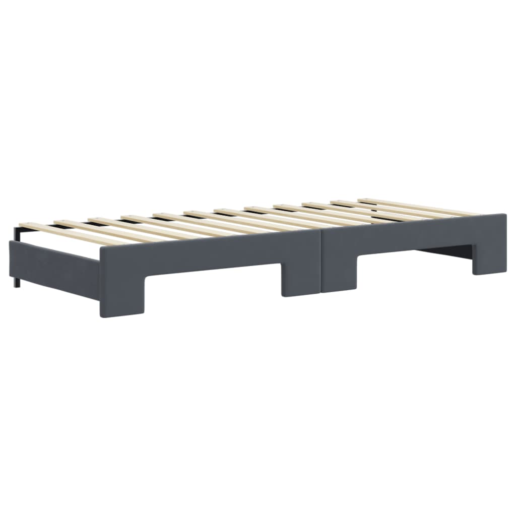 Vidaxl Sofa Rozsuwana Z Materacami, Ciemnoszara, 90X200 Cm, Aksamit