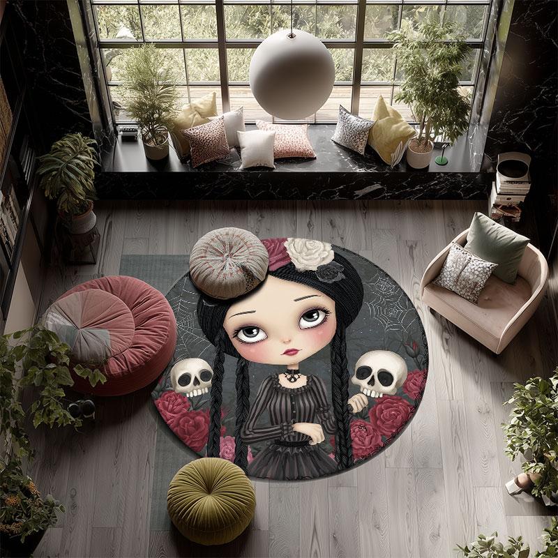 Cartoon Girls pattern round rug,Carpet Rug for Living Room Bedroom Playroom ,Non-slip Floor Mat,Holiday Gifts and Birthday Gifts.
