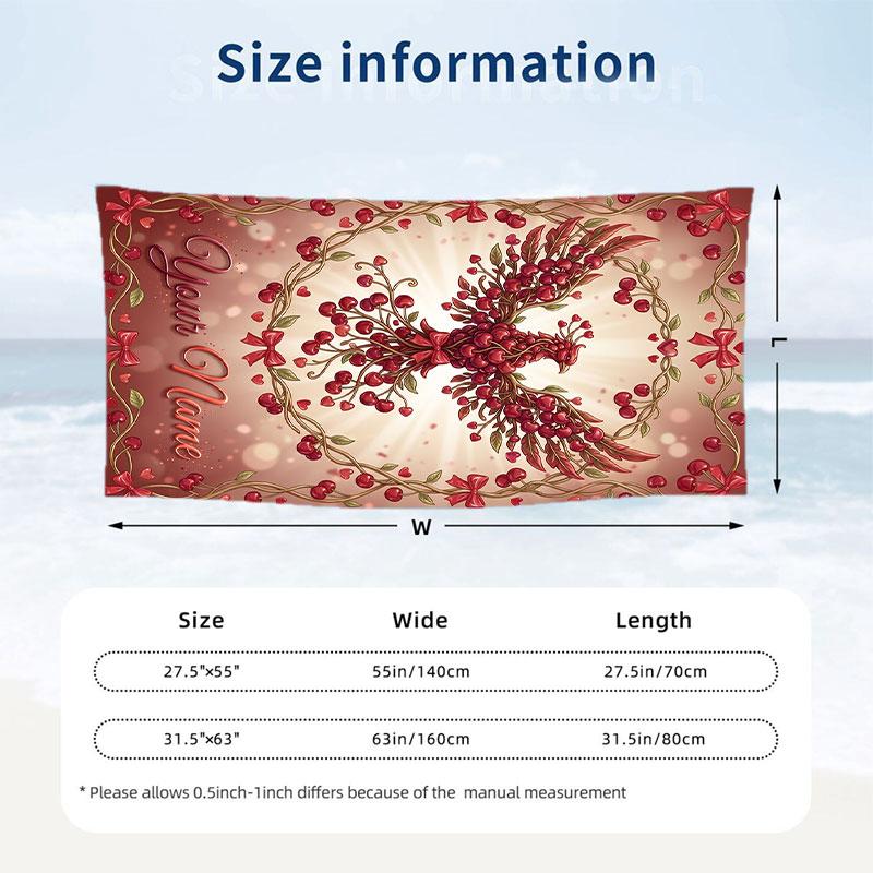 Dragon Phoenix Theme Beach Towel Personalized Custom Name & Text Soft Quick Dry Beach Towel for Swimming Travel