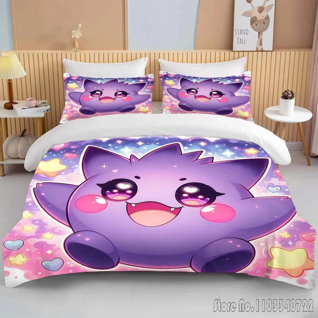 Anime Pokemon Gengar 3D Tištěný Dětský Povlečení Sada Dětské Povlaky na Peřinu Sada Ložní Prádlo Twin Jednolůžko King Děti Dospělí Dárek