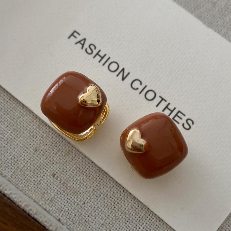 Butterfly Stud Earrings Maillard Geometric Design Niche Earrings French Retro Drip Glaze Earrings Women