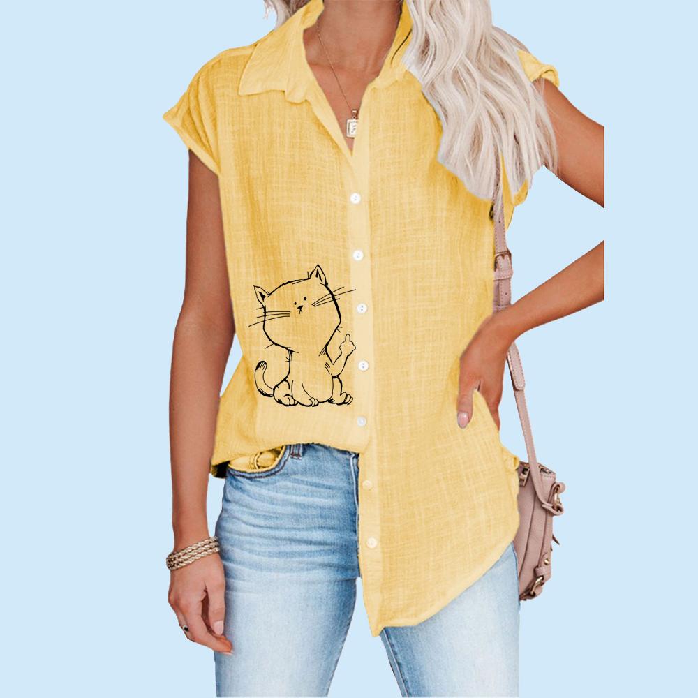 

Женская повседневная футболка с принтом, летняя мода, тонкий топ, кардиган больших размеров, блузки с короткими рукавами 5XL жёлтый