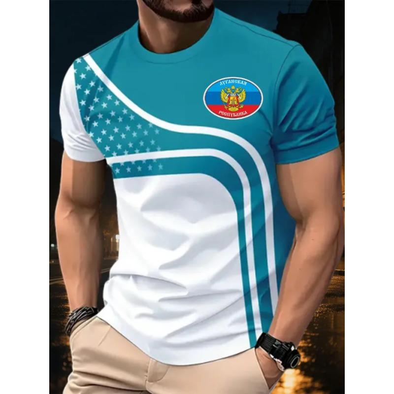 Summer New Men's Contrasting Color Splicing Short-sleeved Top Trendy Fashion Urban Street Casual T-shirt